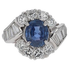 Vintage GIA Certified No Heat Burma Sapphire Cocktail Ring