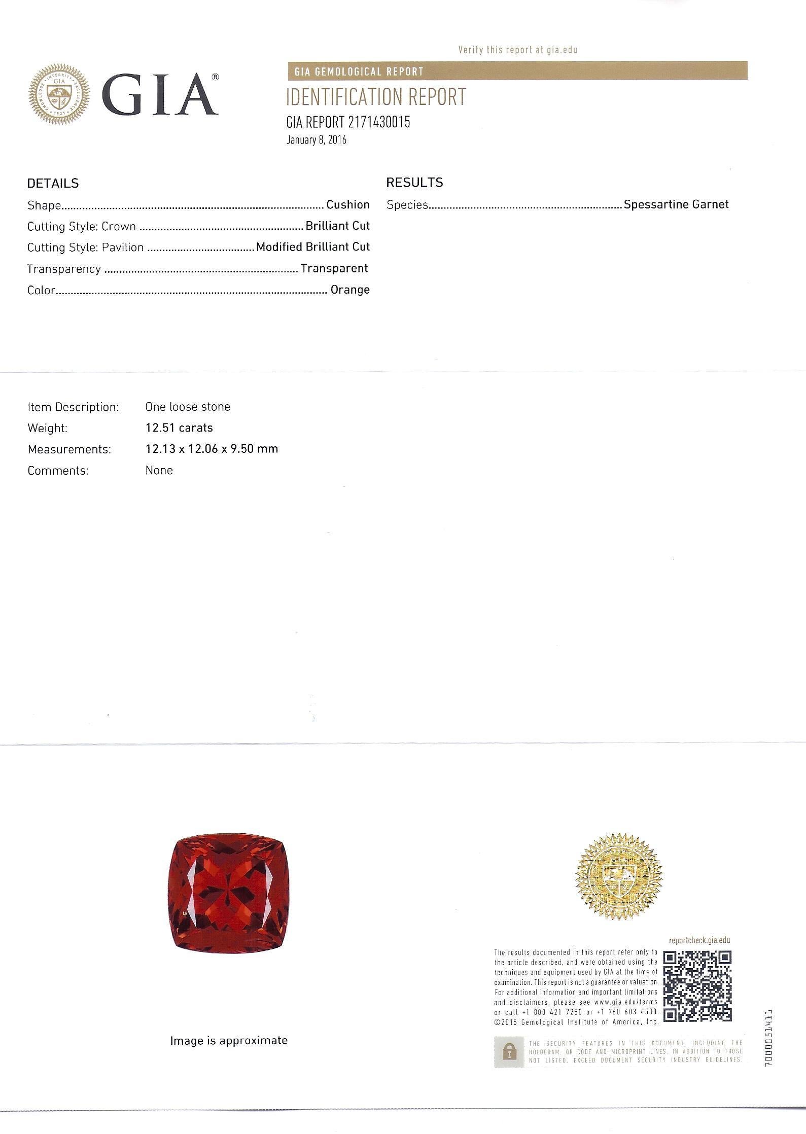 18 Karat Weißgold Ring mit GIA-zertifiziertem orangefarbenem Spessartin-Granat und Diamant im Angebot 3