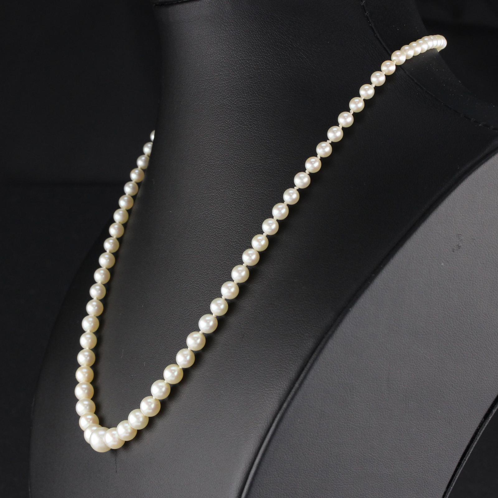 GIA-zertifizierte Perlenkette mit Diamanten (Art déco) im Angebot