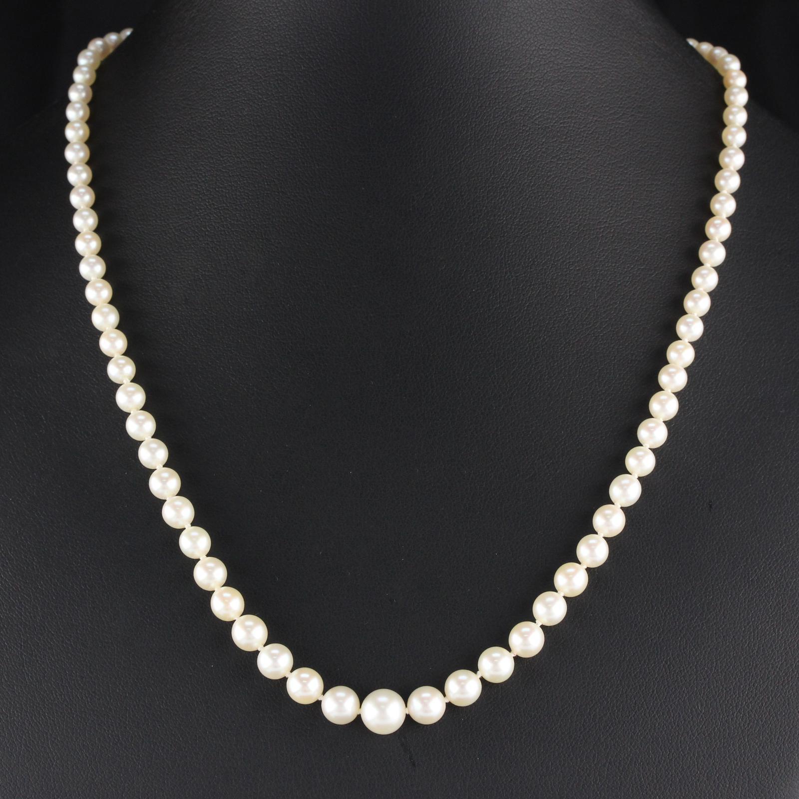Round Cut Vintage GIA Certified Pearl Necklace with Diamonds
