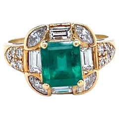 18 Karat Gold Ring mit kolumbianischem GIA-Smaragd und Diamant