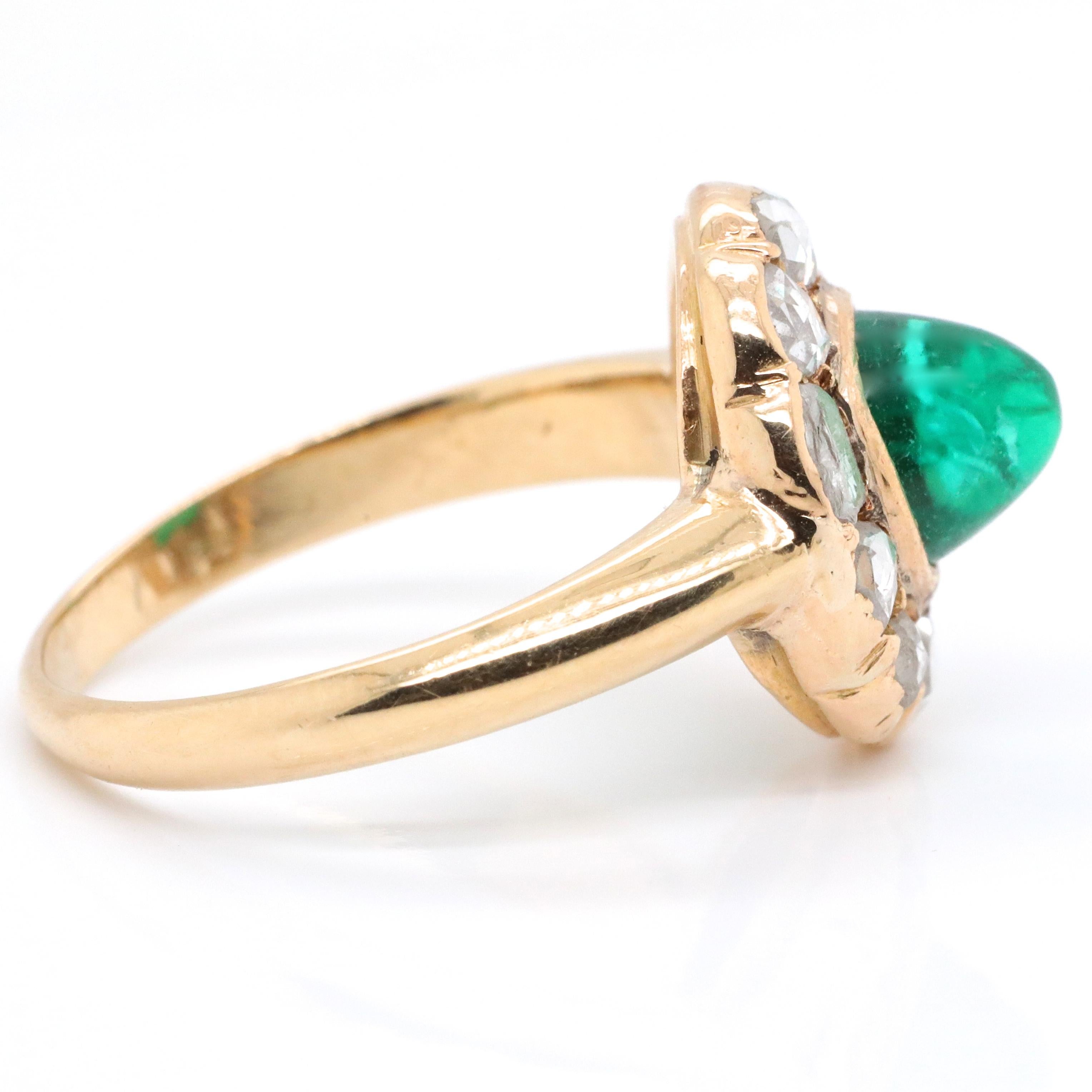 You will be happy to look at this beautiful translucent emerald full of color and brilliance; and every day you will be delighted with it.  Designed in the tradition of Iberian style rings. This is a Vintage GIA Columbian Emerald 18k Gold Ring. The