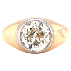 Ring mit Lünette, Vintage GIA Diamant 18 Karat Gold Platin
