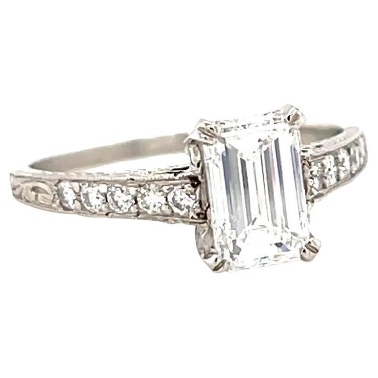 Vintage GIA Diamond Platinum Engagement Ring