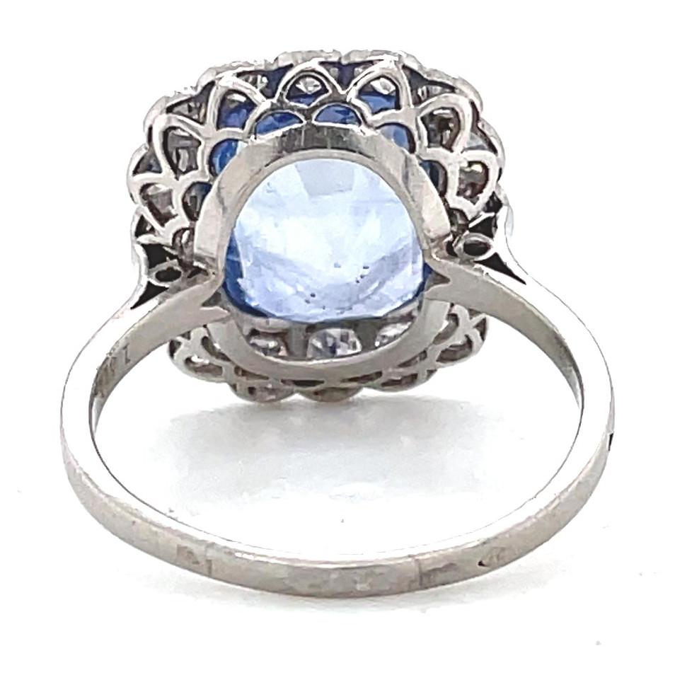 Women's Vintage GIA French Sapphire Diamond Cluster Ring