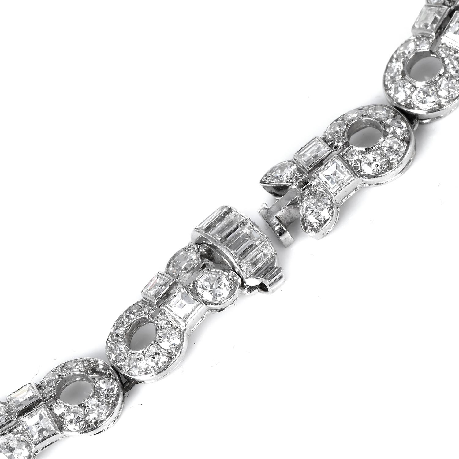 Vintage GIA No-Heat BURMA Sapphire Diamond  Platinum Bracelet & Neckalce  For Sale 4