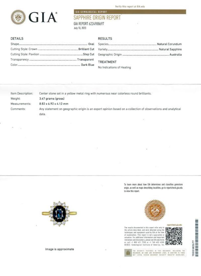 Vintage GIA No Heat Tiffany & Co. Sapphire Diamond 18K Yellow Gold Cluster Ring 1