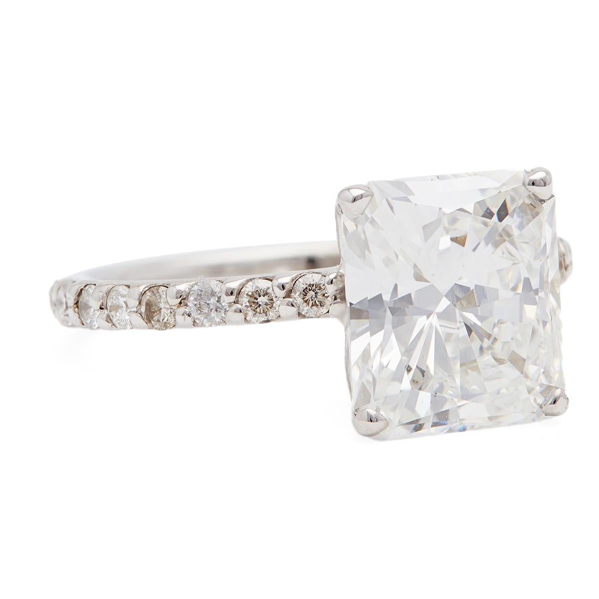 Vintage Gia Radiant Cut Diamond 14k White Gold Pave Ring 1