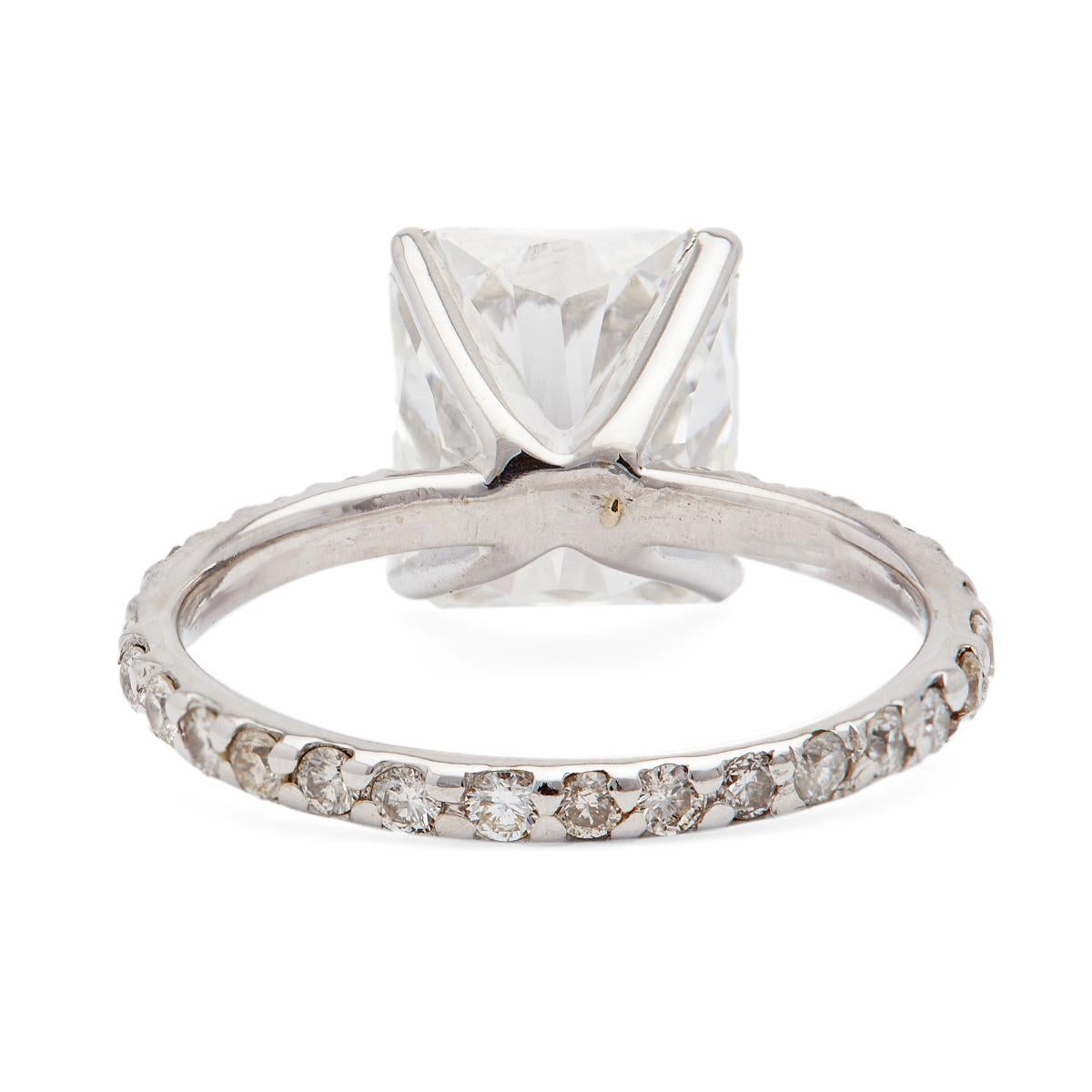 Vintage Gia Radiant Cut Diamond 14k White Gold Pave Ring 2