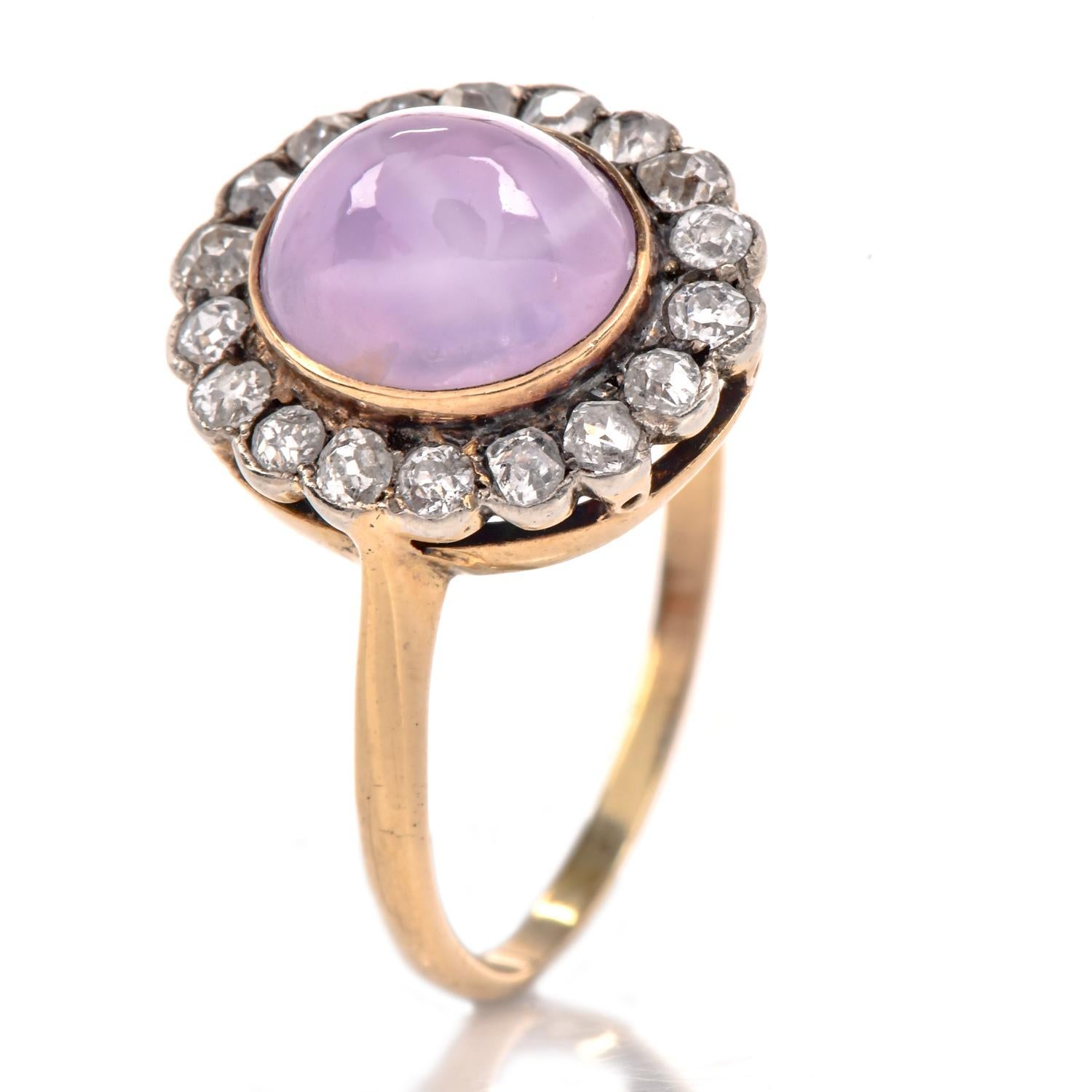 Women's or Men's Vintage GIA Star Sapphire 6.00cts Diamond 18K Gold Halo Ring For Sale