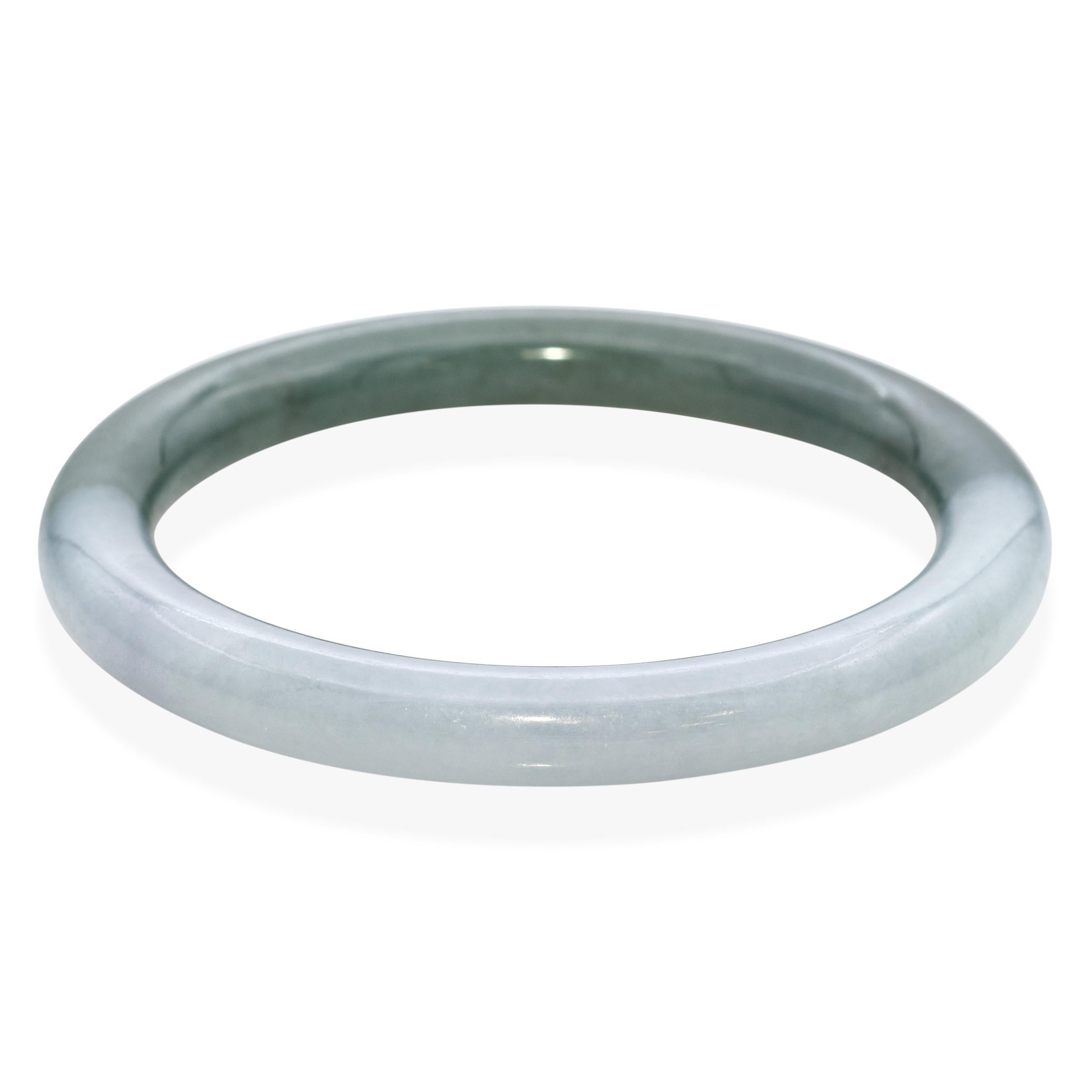 Women's Vintage GIA Type A Jade Green/Gray Bangle Bracelet For Sale