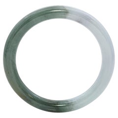 Vintage GIA Type A Jade Green/Gray Bangle Bracelet