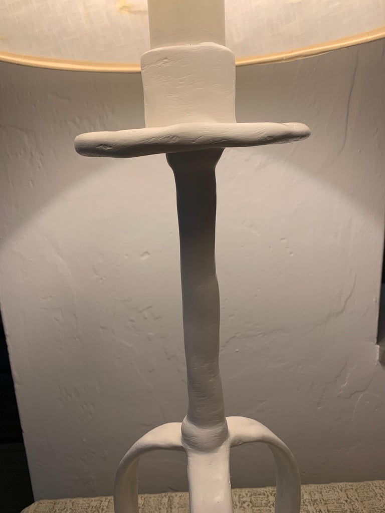 Vintage Giacometti Inspired Plaster Table Lamp For Sale 6