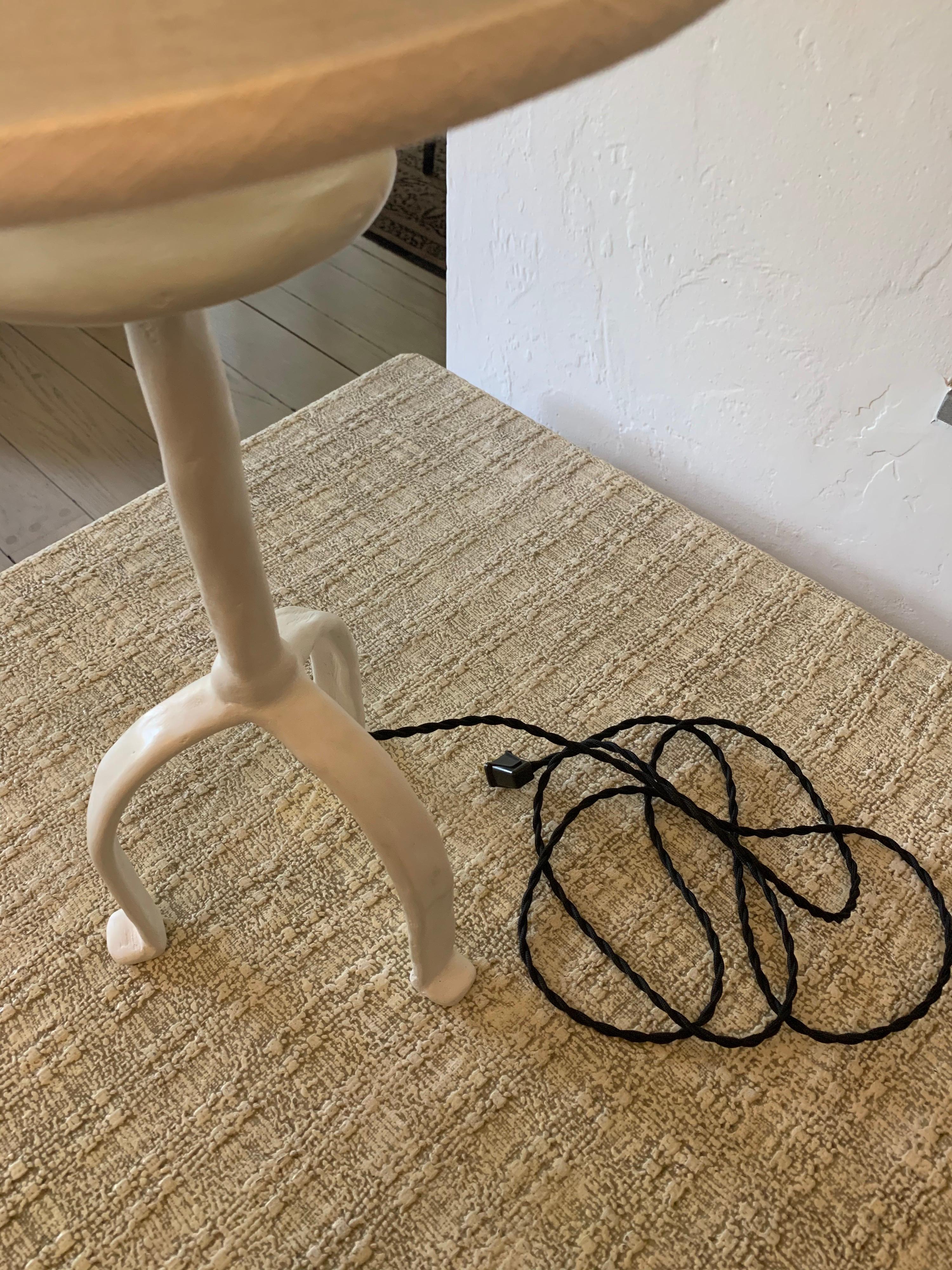 Vintage Giacometti Inspired Plaster Table Lamp In Good Condition In North Miami, FL