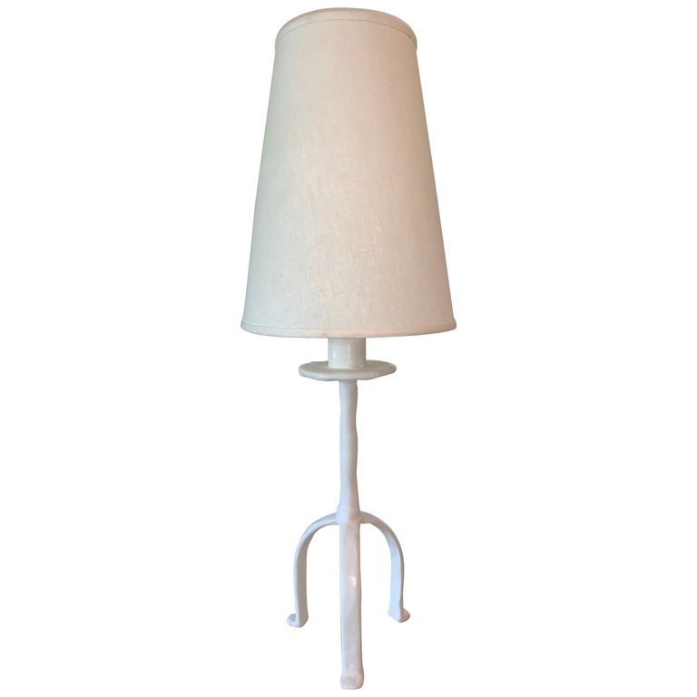 Vintage Giacometti Inspired Plaster Table Lamp For Sale