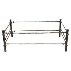 Vintage Giacometti Style Brutalist Patinated Metal Rectangular Coffee Table Base