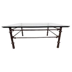 Vintage Giacometti Style Glass Top Coffee Table