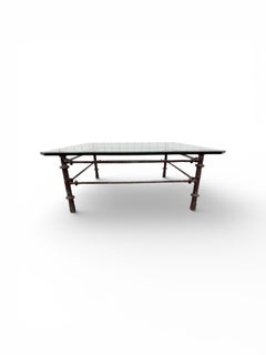 Vintage Giacometti Style Glass Top Coffee Table