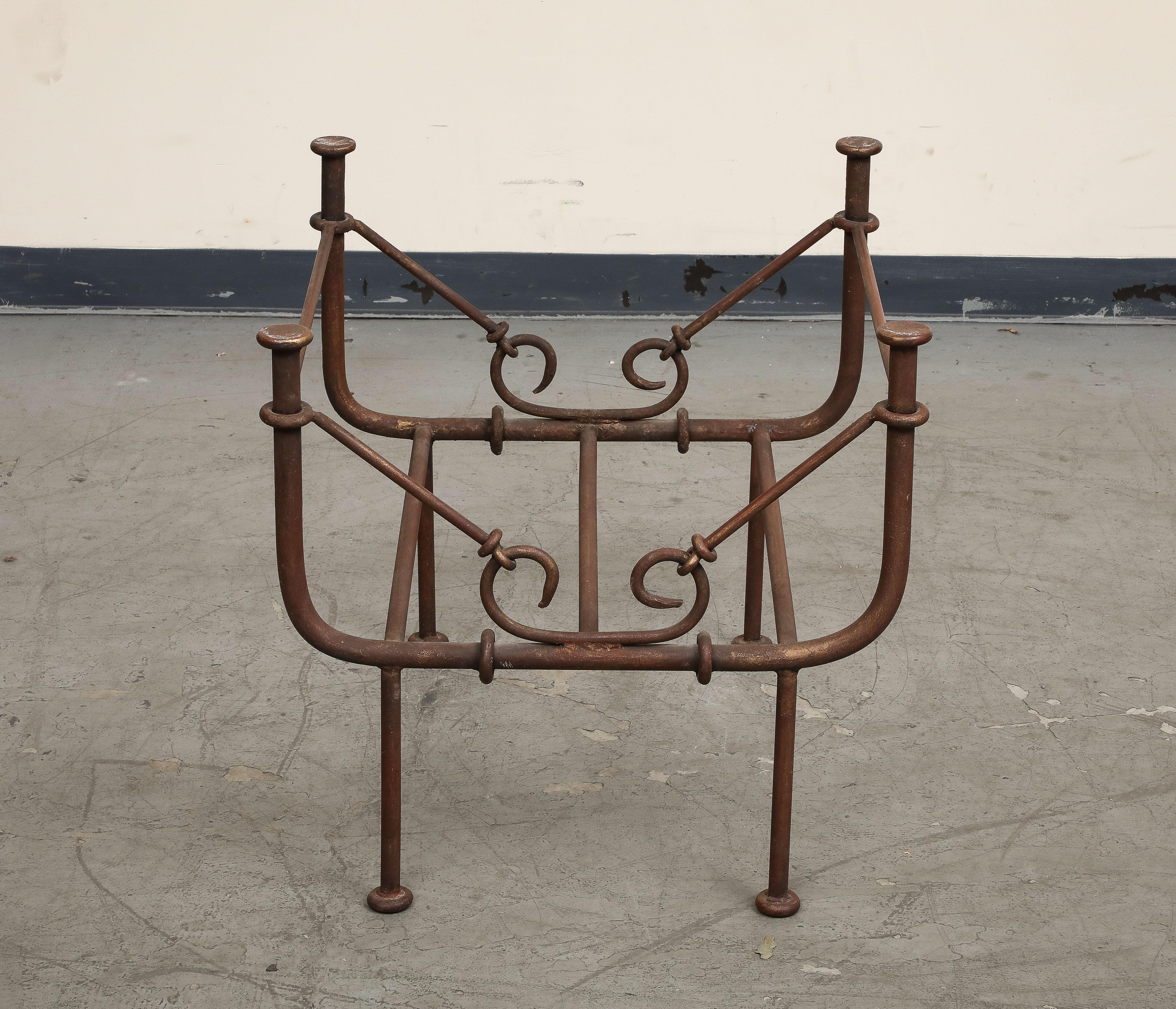 Vintage Giacometti Style Iron Coffee Table with Glass Top For Sale 6