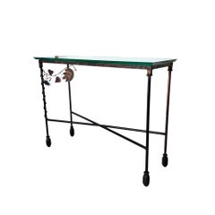 Vintage Giacometti Style Iron Grapevine Console Table