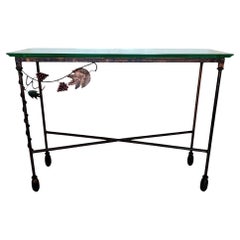 Vintage Giacometti Style Iron Grapevine Console Table