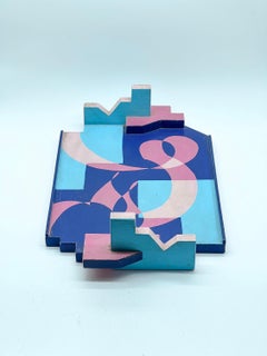 Vintage Giacomo Balla hand painted wood tray made by Countess Ugolini in the 90s