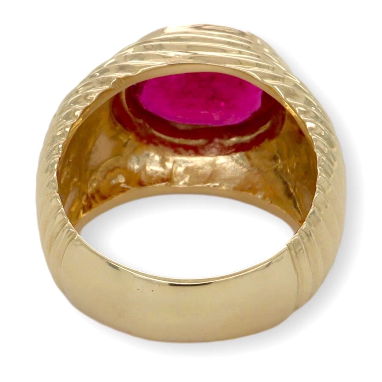 Retro Vintage Giancarlo 14K Yellow Gold Oval Pink Tourmaline Ring