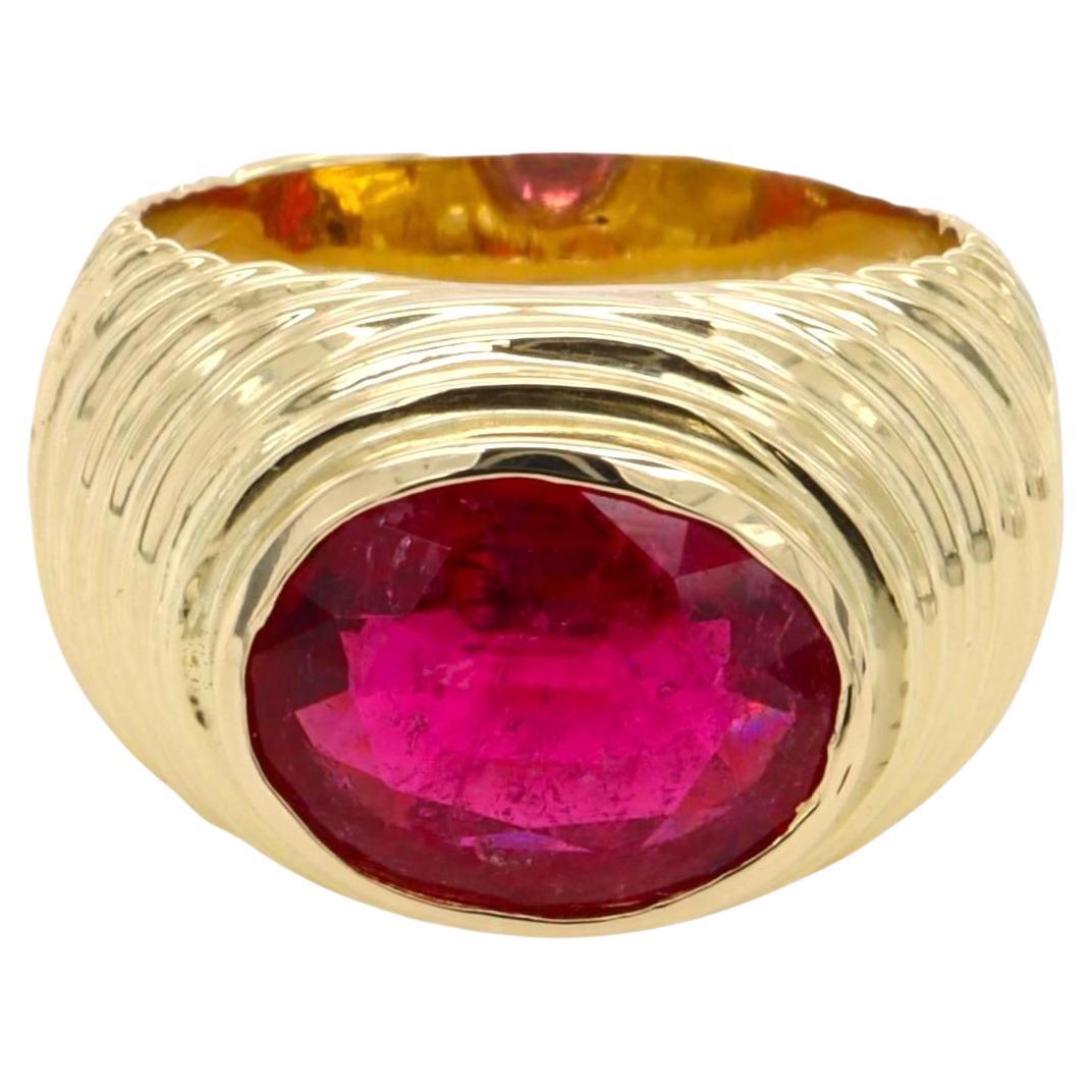 Vintage Giancarlo 14K Yellow Gold Oval Pink Tourmaline Ring