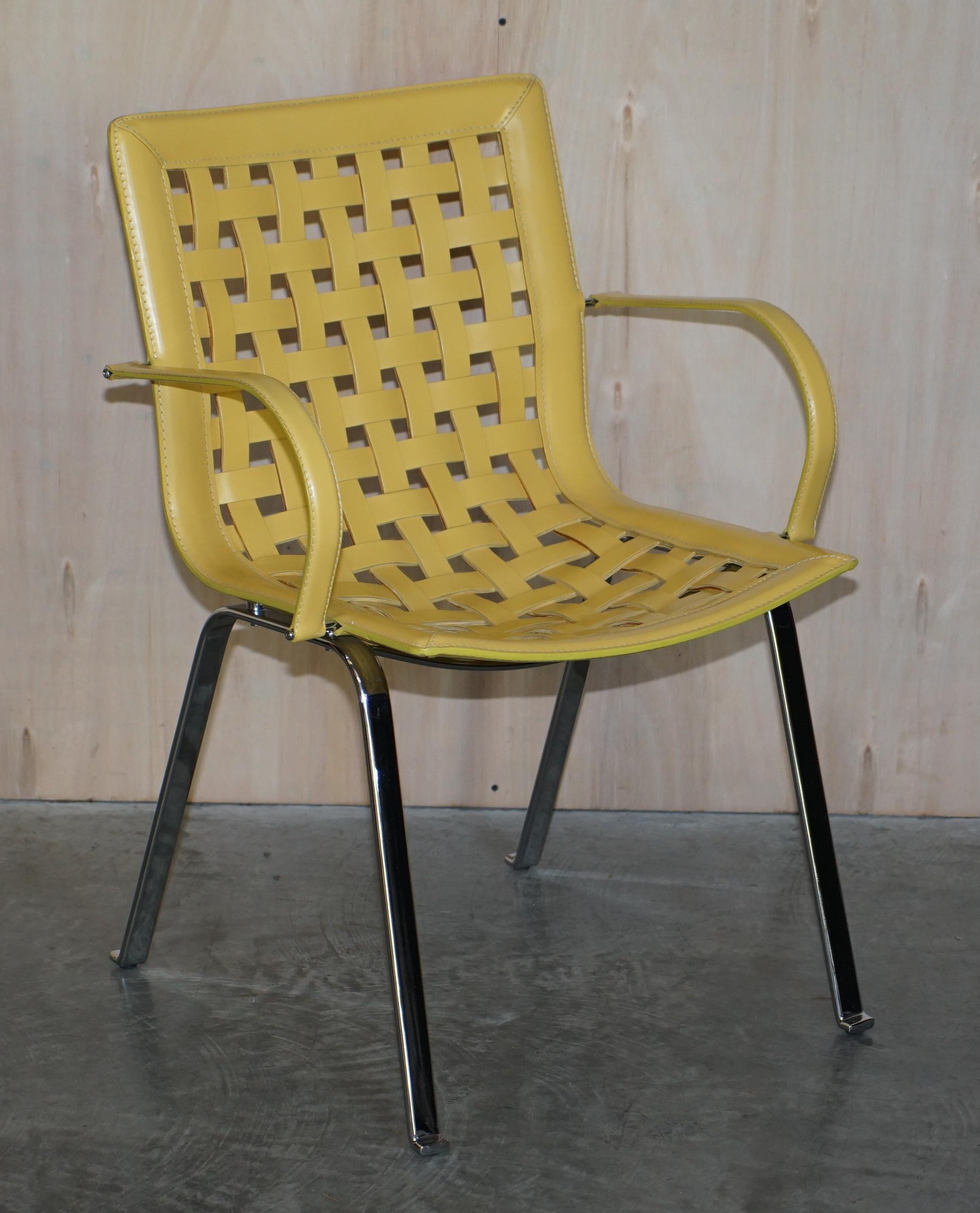 Chaises et table de salle à manger vintage Giancarlo Vegni pour Fasem, Italie, en filet de cuir tissé en vente 3