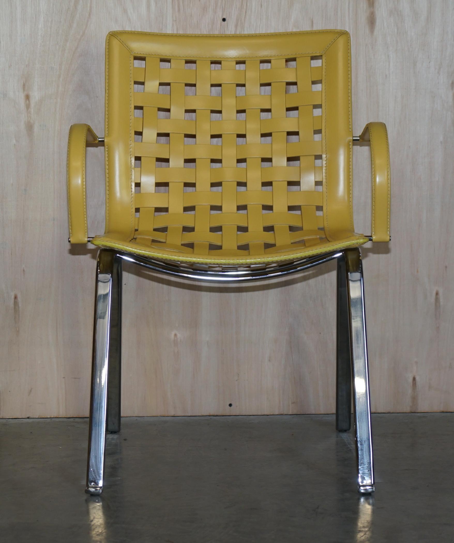Vintage Giancarlo Vegni für Fasem Italien Leder gewebtes Netz Esszimmerstühle & Tisch im Angebot 4