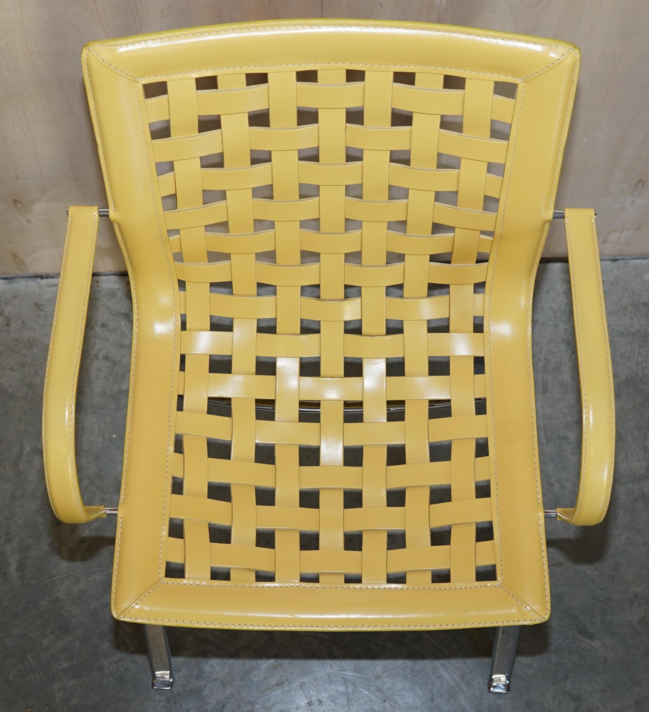 Chaises et table de salle à manger vintage Giancarlo Vegni pour Fasem, Italie, en filet de cuir tissé en vente 6