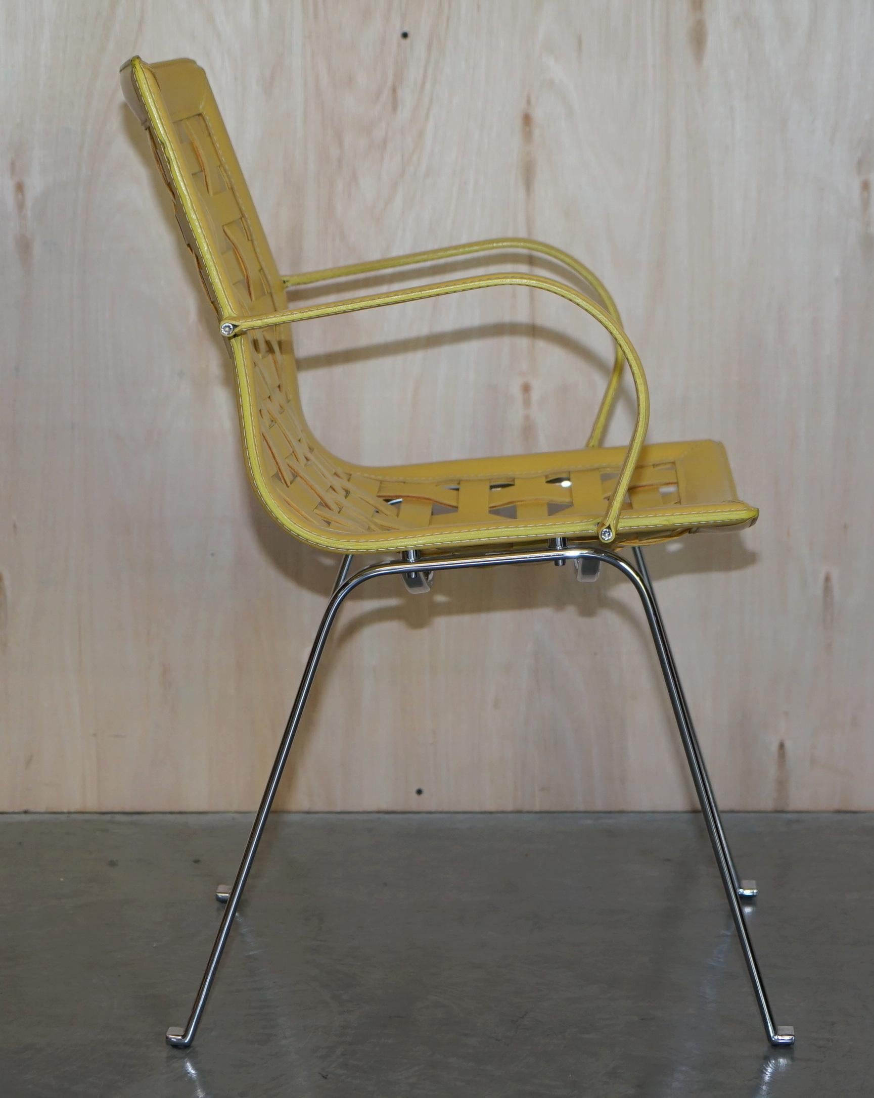 Chaises et table de salle à manger vintage Giancarlo Vegni pour Fasem, Italie, en filet de cuir tissé en vente 10