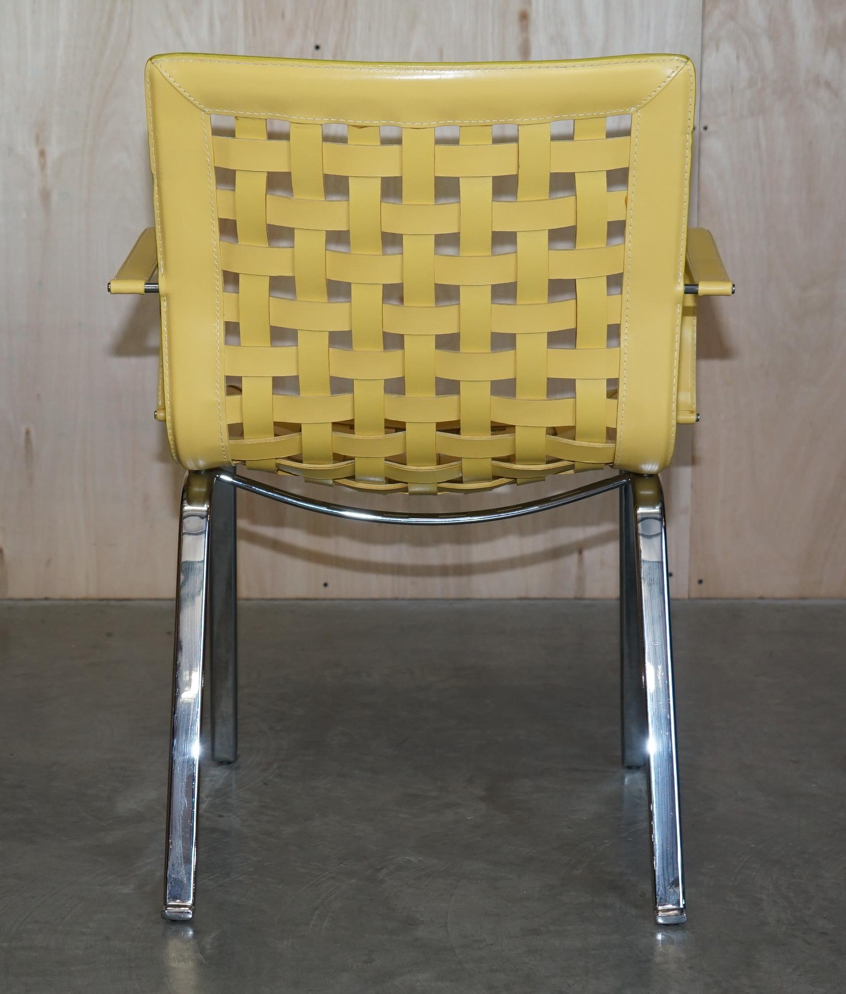 Vintage Giancarlo Vegni für Fasem Italien Leder gewebtes Netz Esszimmerstühle & Tisch im Angebot 11