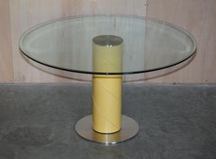 Vintage Giancarlo Vegni for Fasem Italy Leather Woven Net Dining Chairs & Table