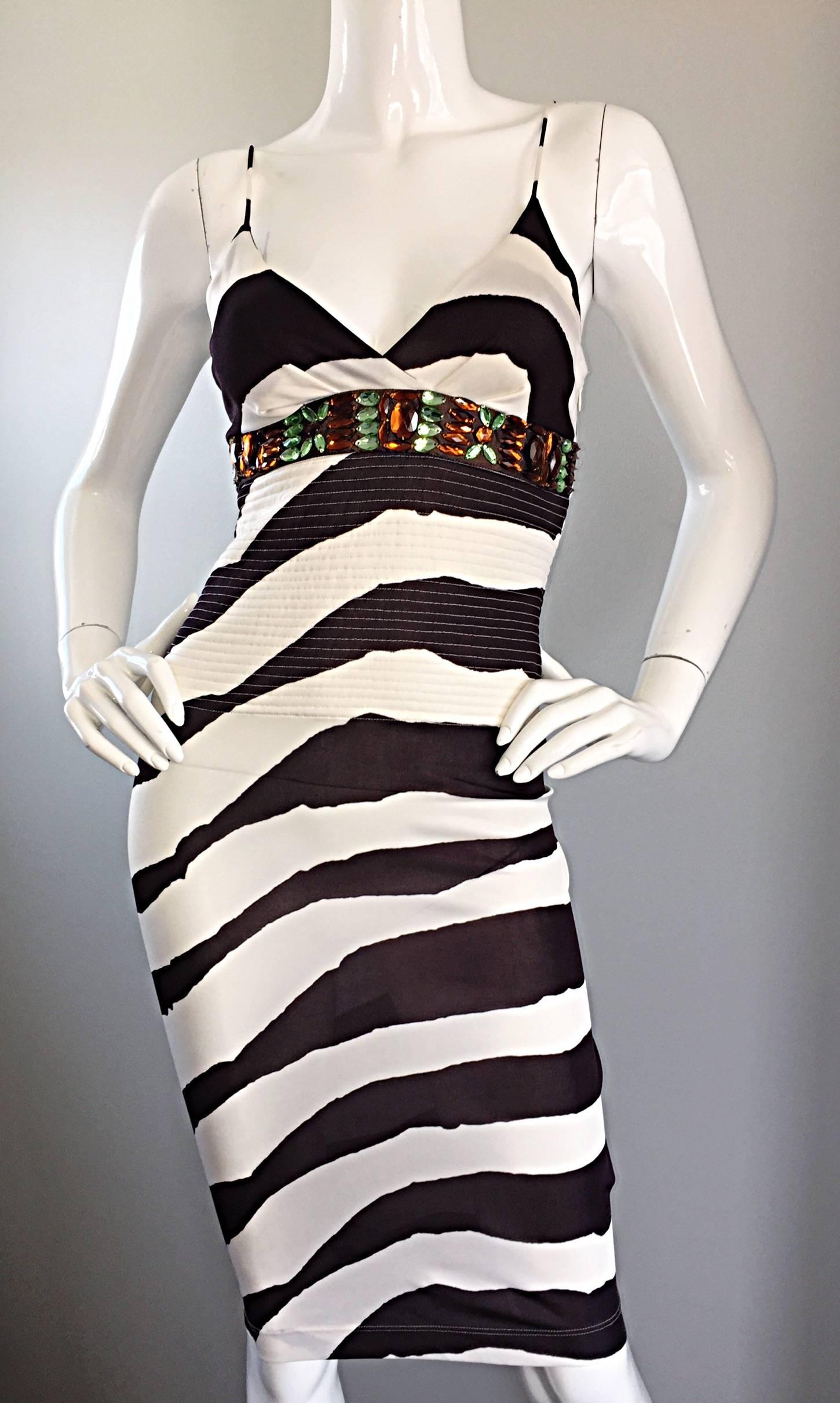 brown and white zebra dress