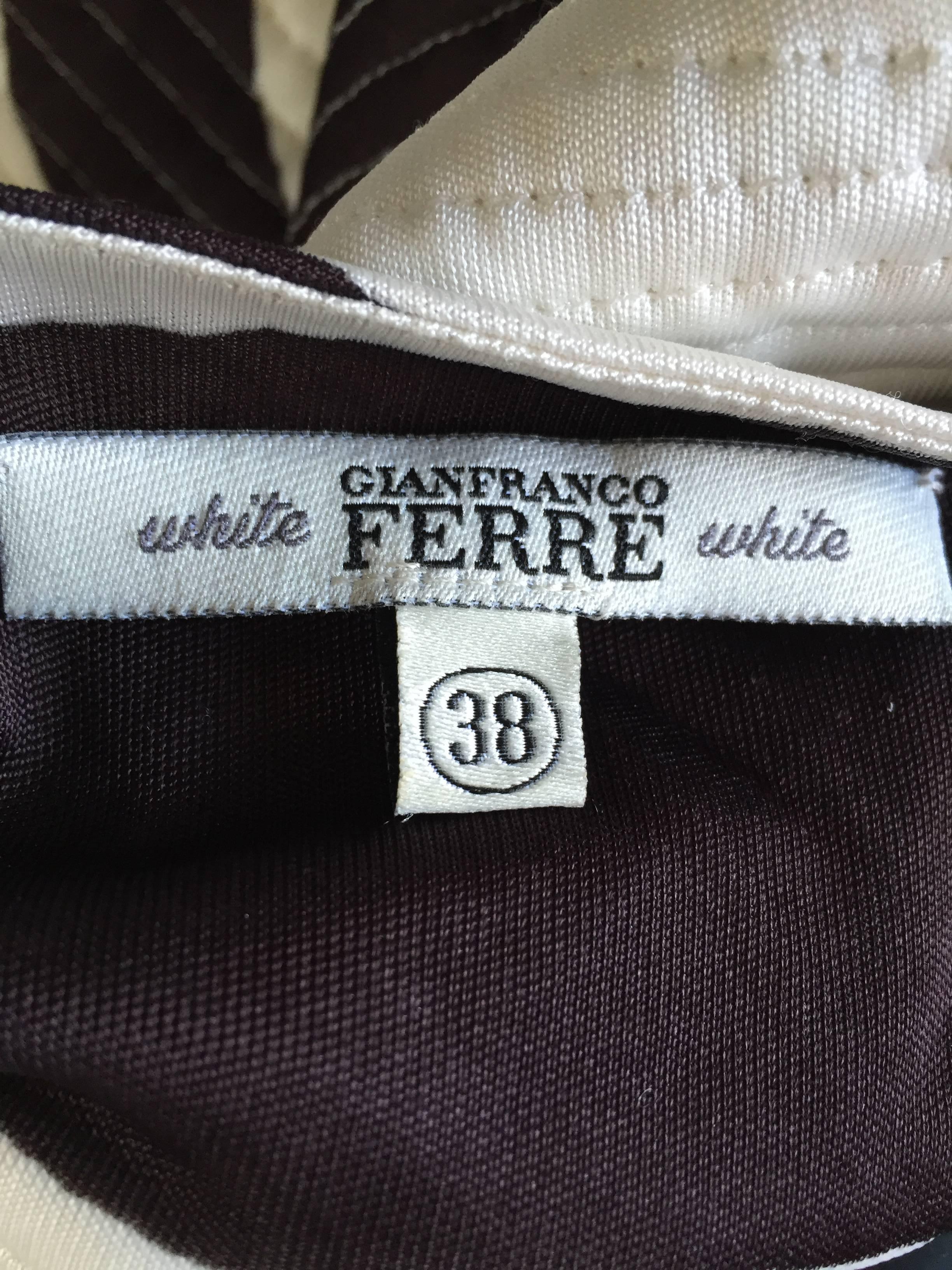 Vintage Gianfranco Ferre 1990s Brown + White Zebra Jeweled BodyCon Jersey Dress For Sale 1