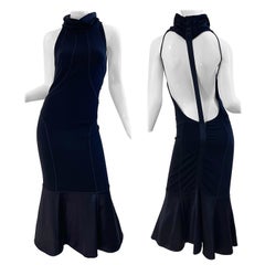 Vintage Gianfranco Ferrè anni '90 Taglia 46 / 10 Maglia nera Racerback Midi Dress