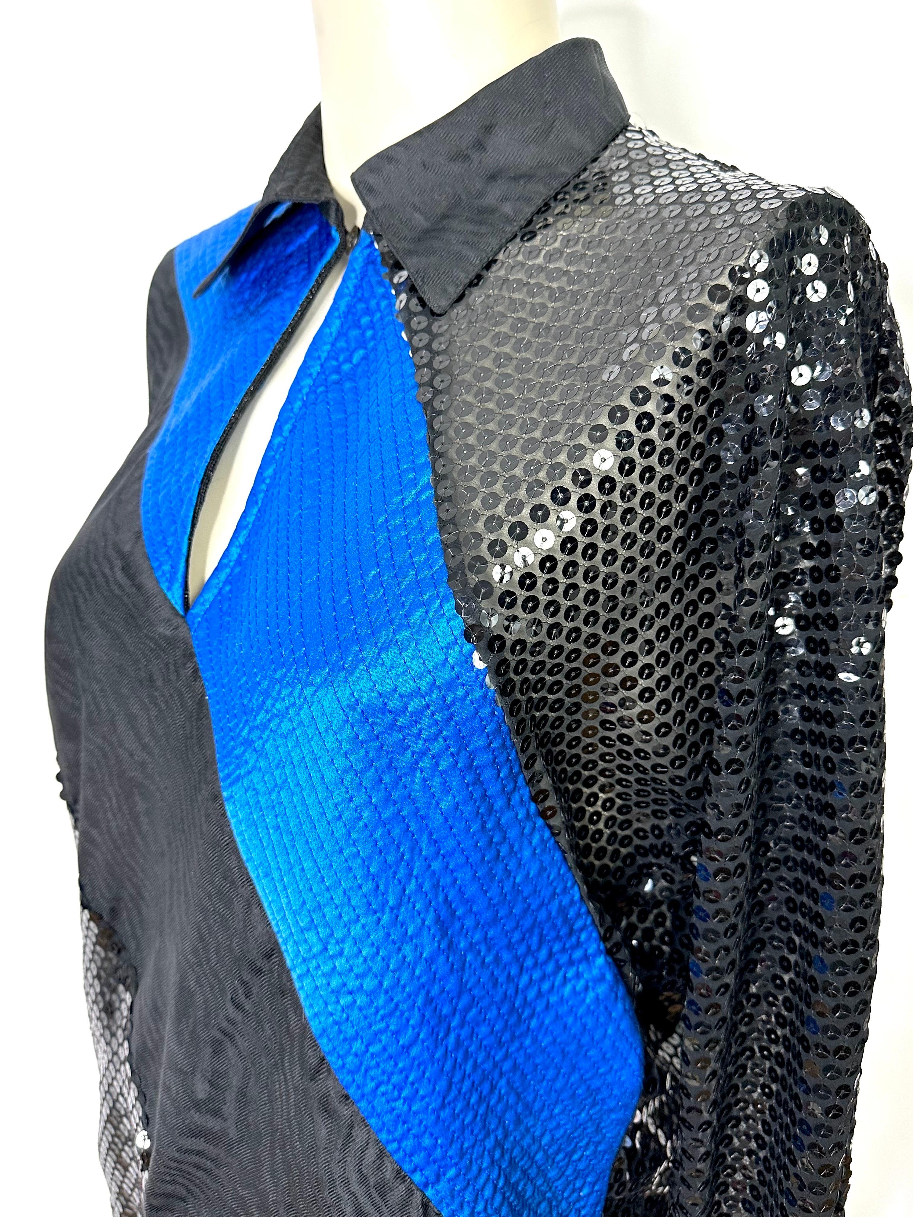 Women's or Men's Vintage Gianfranco Ferré blouse in silk and sequin from the 1980s For Sale