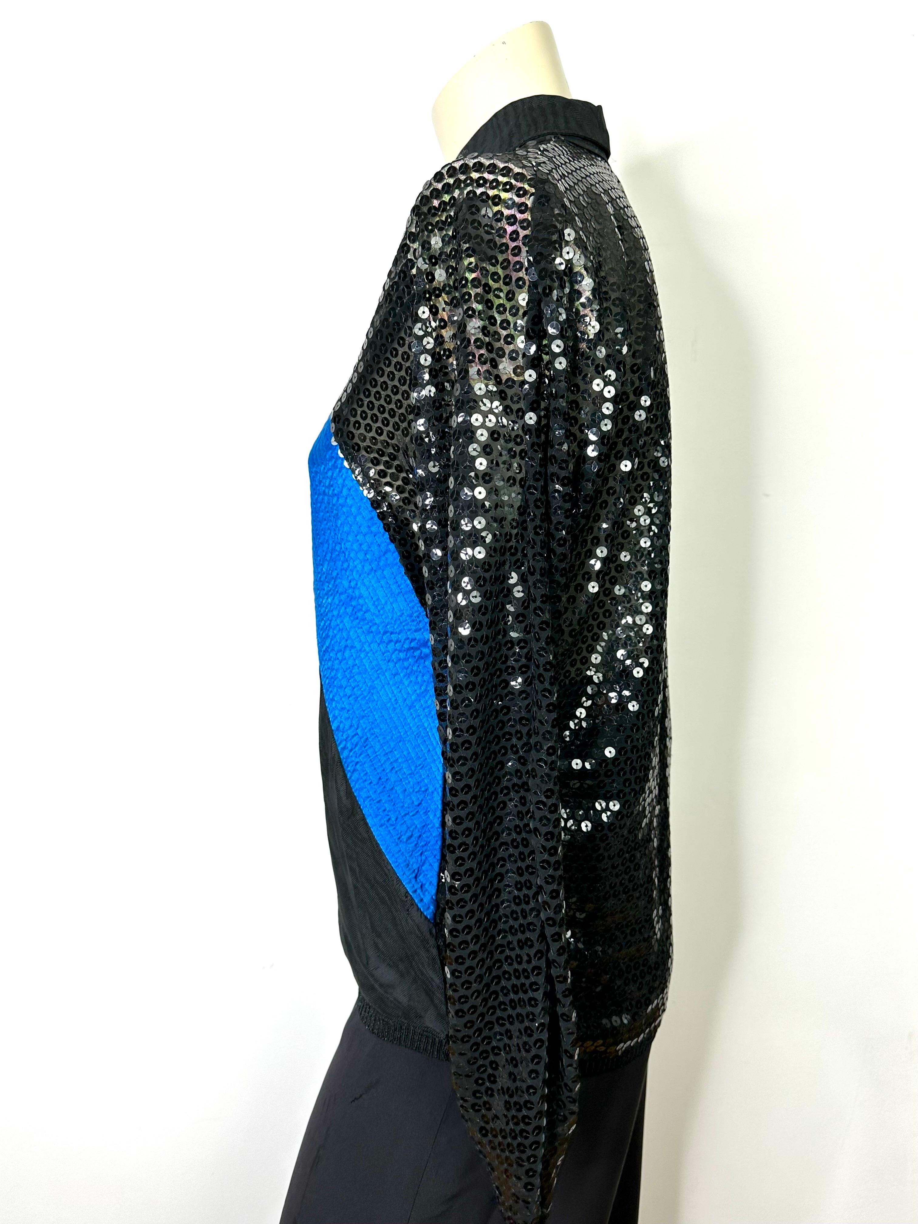 Vintage Gianfranco Ferré blouse in silk and sequin from the 1980s For Sale 1