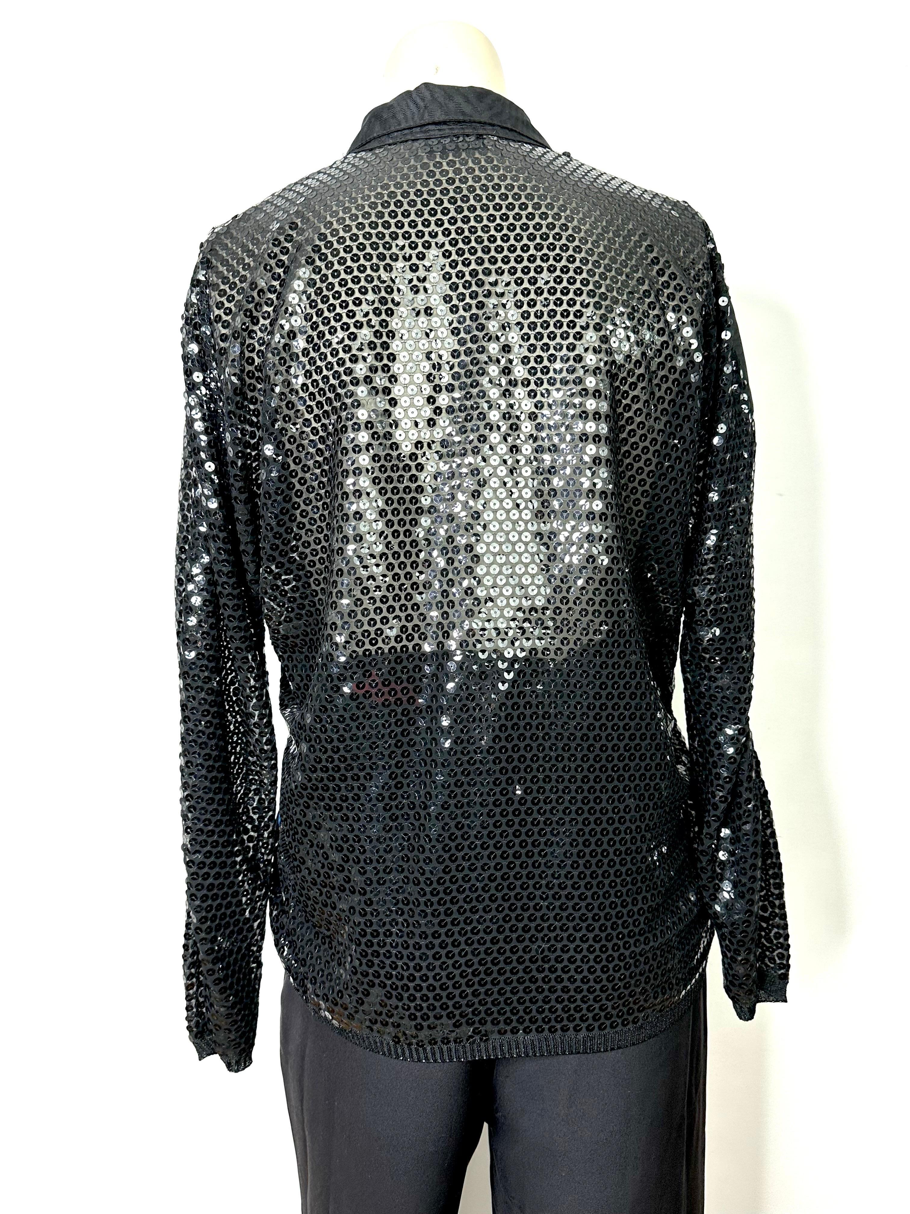 Vintage Gianfranco Ferré blouse in silk and sequin from the 1980s For Sale 2