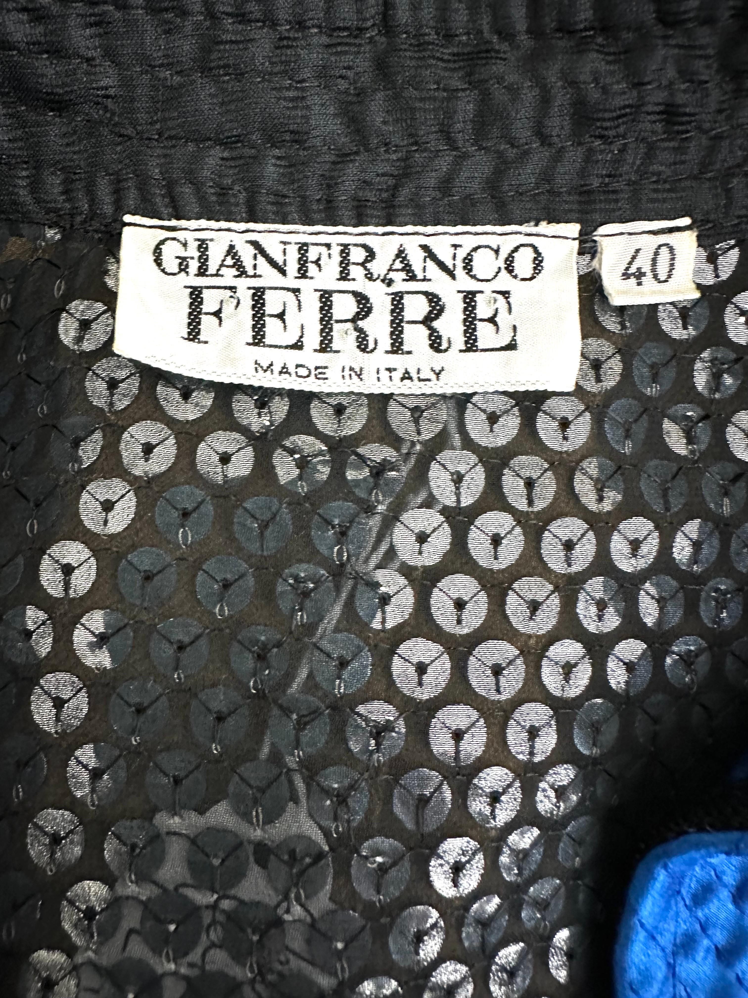 Blouse vintage Gianfranco Ferré en soie et paillettes des années 1980 en vente 5