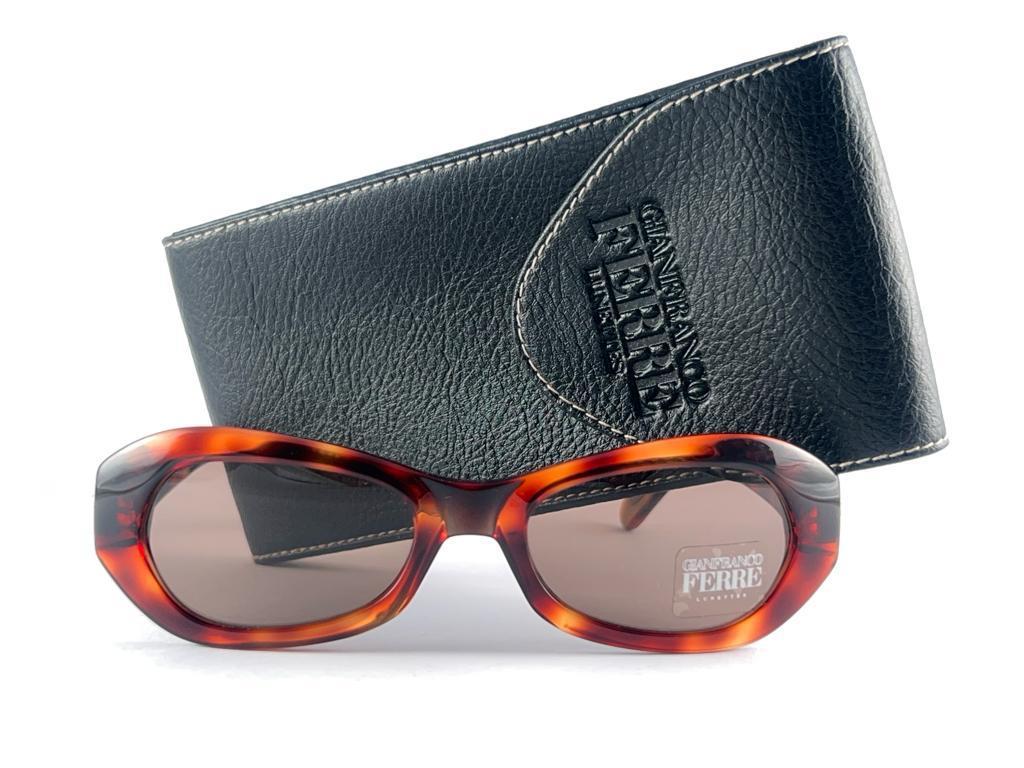 Vintage Gianfranco Ferre Gff 377 Oval Tortoise & Rhinestones Gold Sunglasses For Sale 9