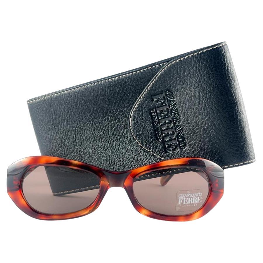 Vintage Gianfranco Ferre Gff 377 Oval Tortoise & Rhinestones Gold Sunglasses For Sale