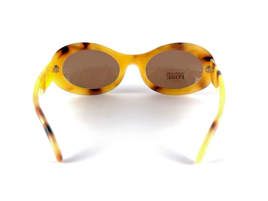 Vintage Gianfranco Ferre Gff 387 Oval Yellow Tortoise Sunglasses 1990'S Italy For Sale 3