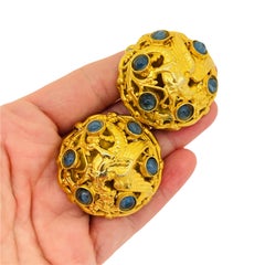 GIANFRANCO FERRE ITALY Gold gripoix Drachen Laufsteg Clip-On-Ohrringe