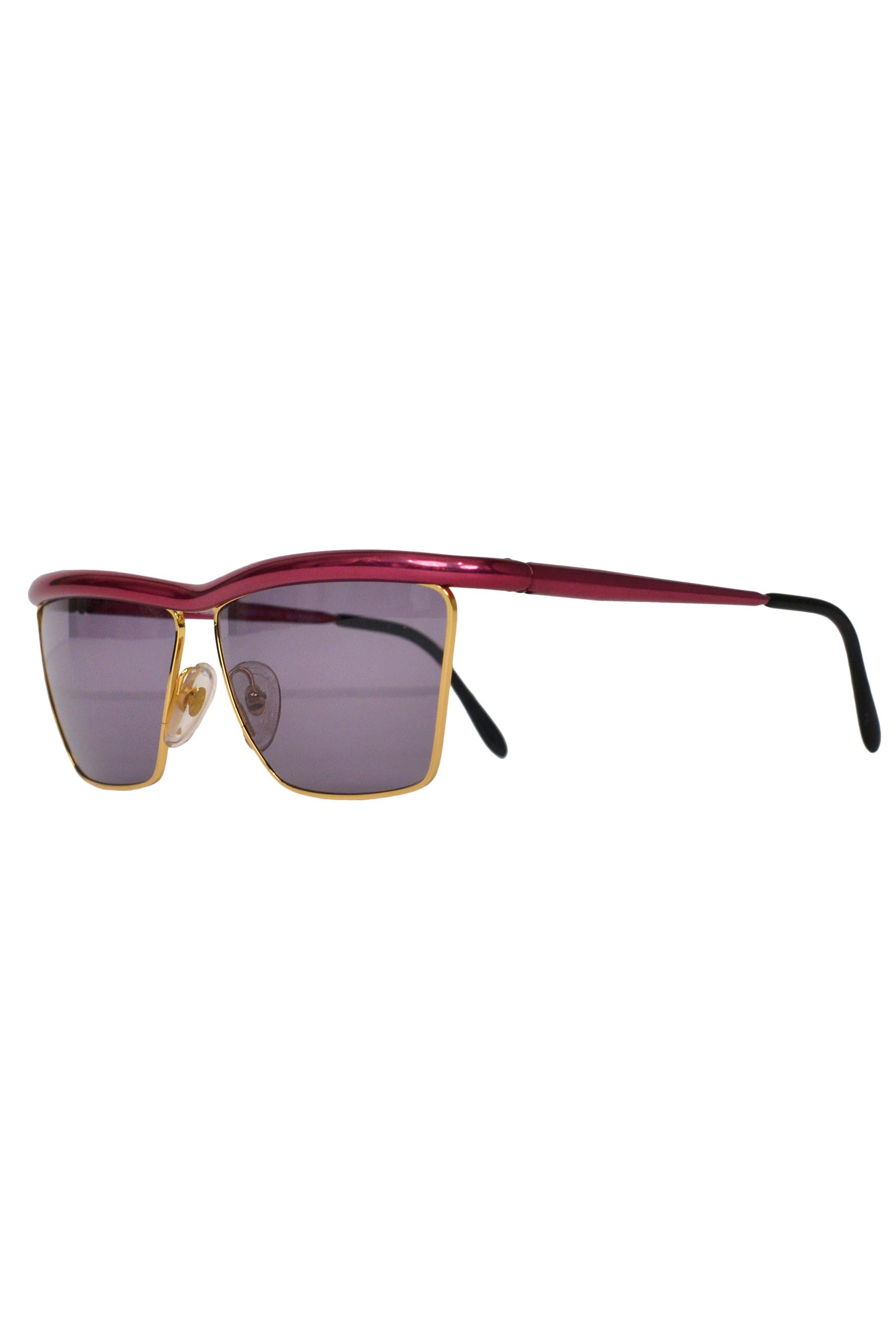 Gris Gianfranco Ferre - Lunettes de soleil roses métalliques vintage avec lunettes fumées  en vente