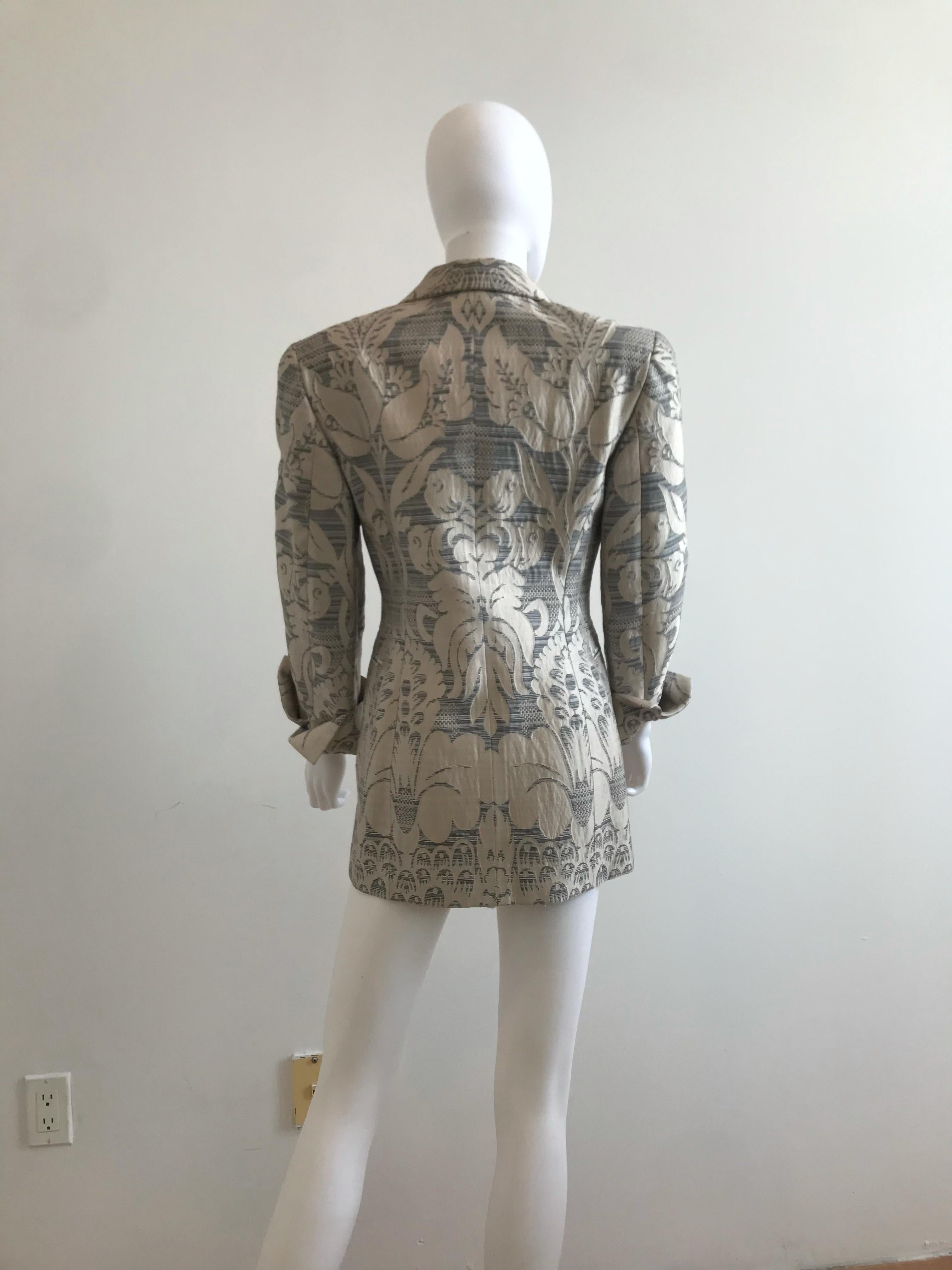 Gray Vintage Gianfranco Ferre Paisley Print Jacket with Python Button For Sale