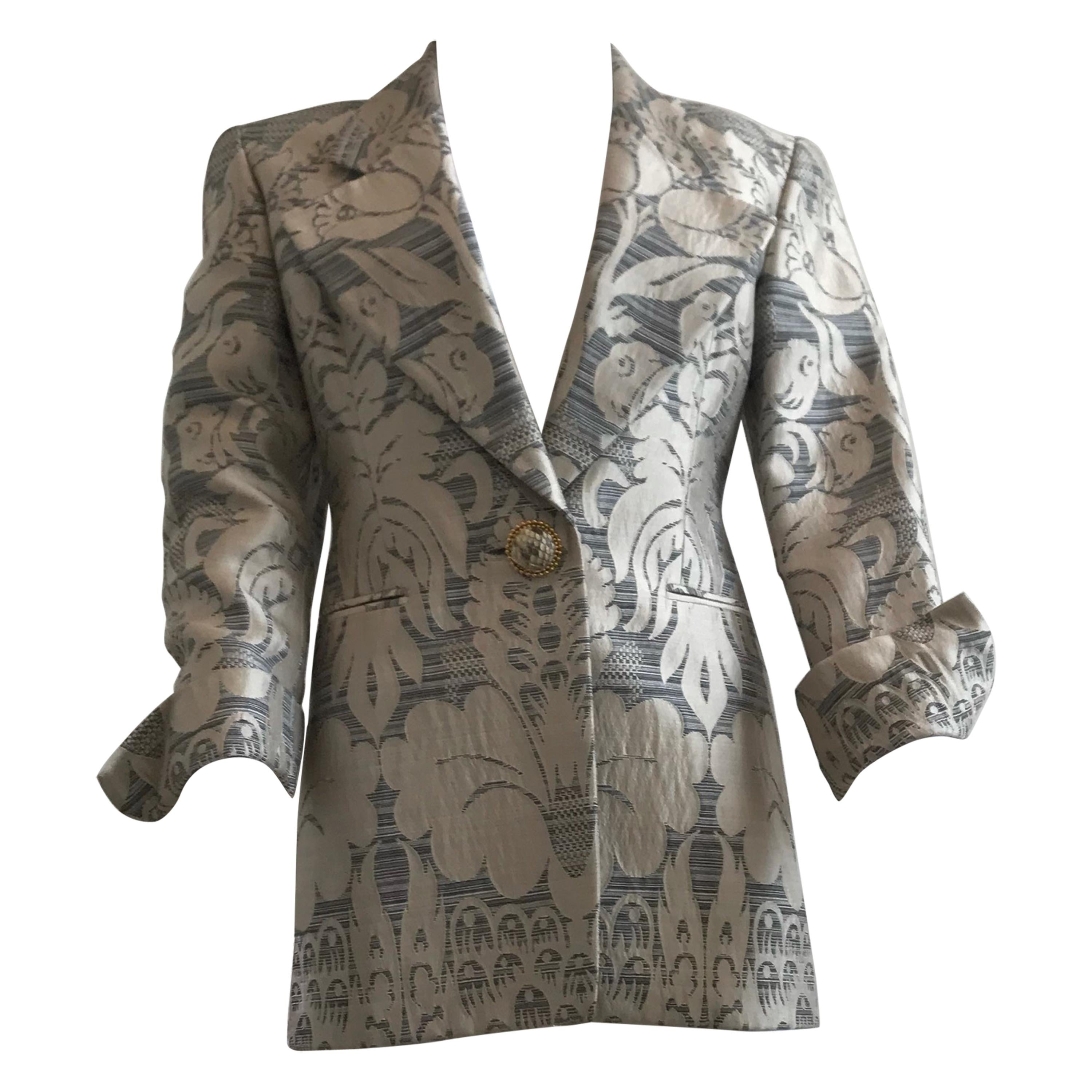 Vintage Gianfranco Ferre Paisley Print Jacket with Python Button For Sale