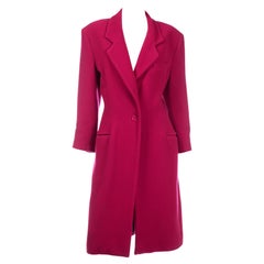 Vintage Gianfranco Ferre Raspberry Red Wool Cashmere Blend Coat