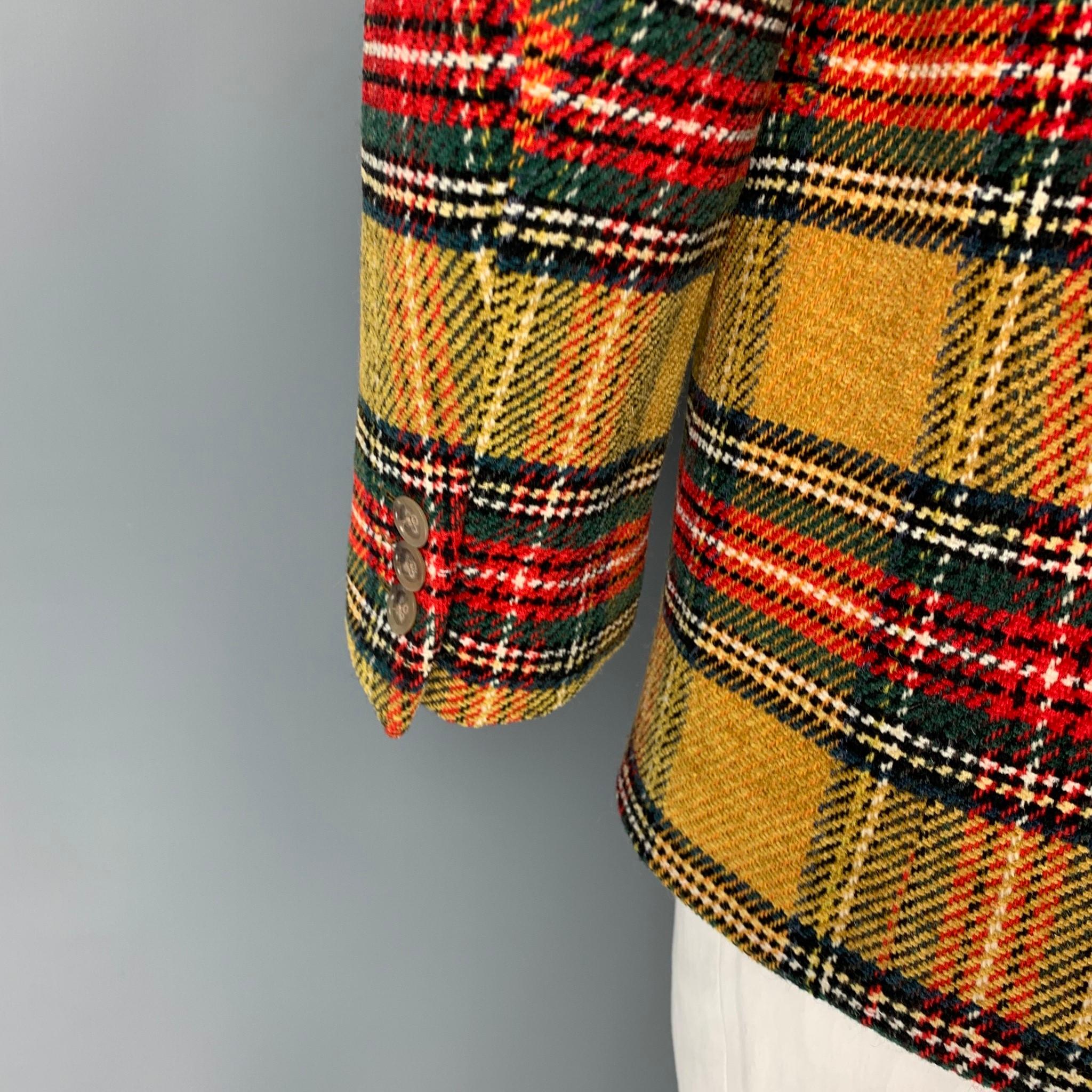 Vintage GIANFRANCO FERRE Size 40 Mustard Multi-Color Plaid Wool Blend Sport Coat In Good Condition In San Francisco, CA